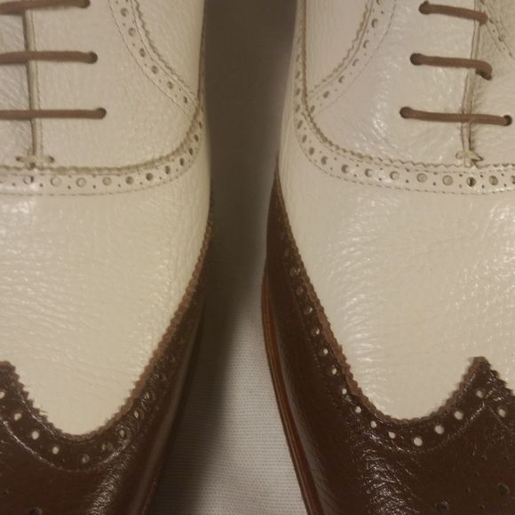 MEZLAN MEN\'S LEATHER BROWN CREME BROGUE WINGTIP 17 main image 4